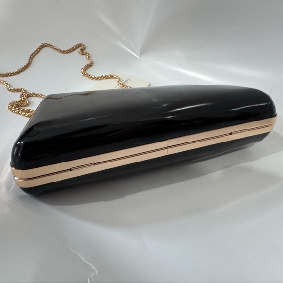 Elegant Black Clutch with Gold Chain NwT